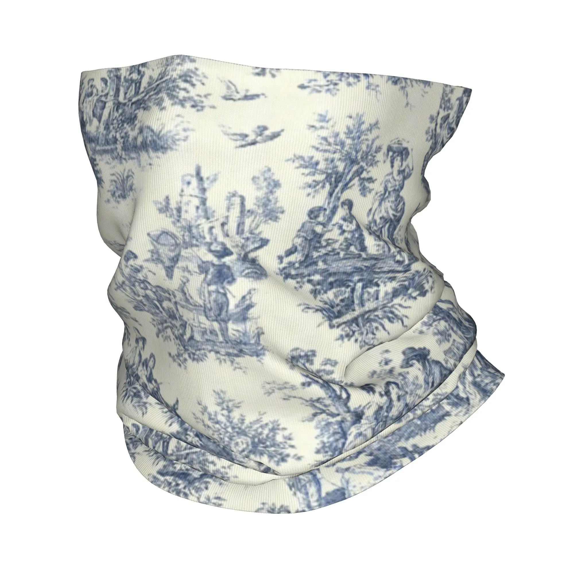Neck Gaiter Face Cover - New Powder Blue French Toile Picnic