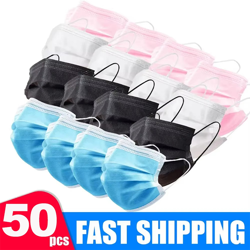 50Pcs 3-layer Mask Face Masks  - огляд і ціна Disposable Mask Blue